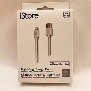 iStore Lightning Charge Cable 10 Feet / 3 Meter White Charge and Sync Cable
